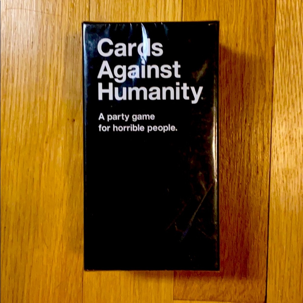 Cards against humanity card game.